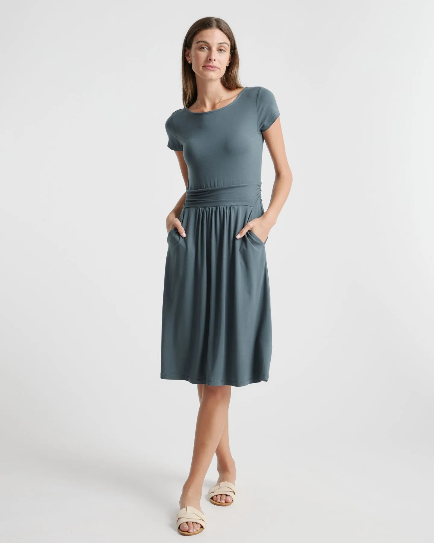 Tencel Jersey Ruched Waist Dress