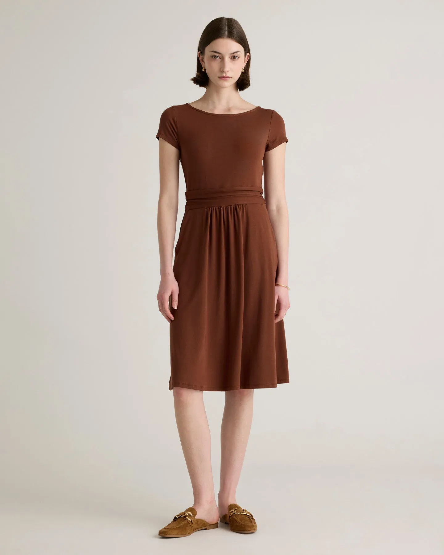 Tencel Jersey Ruched Waist Dress
