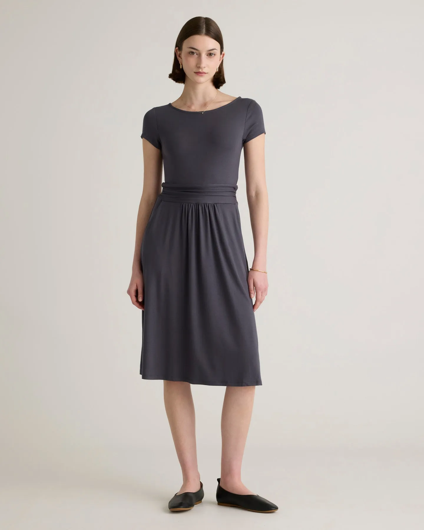 Tencel Jersey Ruched Waist Dress