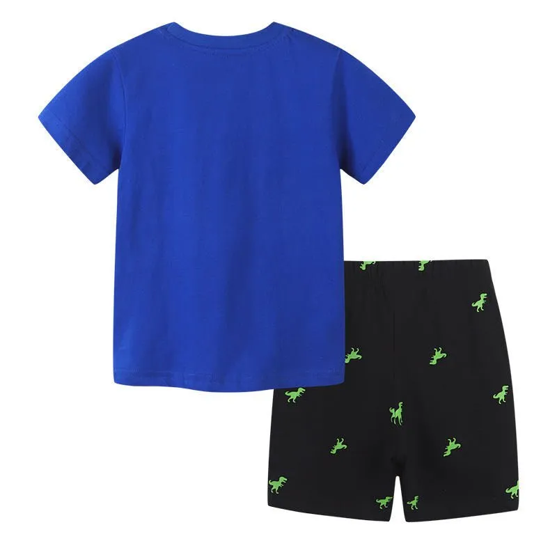 Toddler Boy's Dinosaur Print T-shirt with Shorts Set