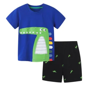 Toddler Boy's Dinosaur Print T-shirt with Shorts Set