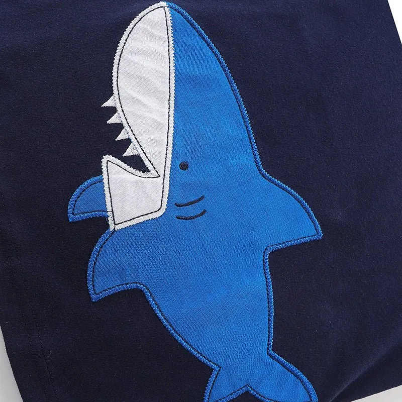 Toddler Boy's Shark Print Short Sleeve T-shirt with Shorts Set