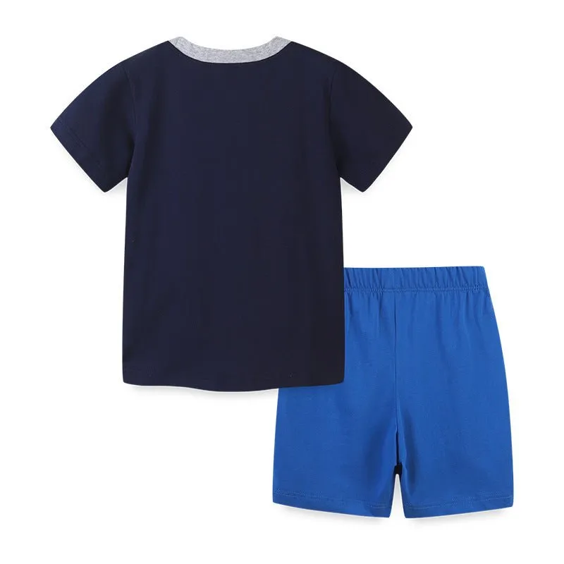 Toddler Boy's Shark Print Short Sleeve T-shirt with Shorts Set