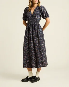 Trw1448 Navy Rosette Midi Dress