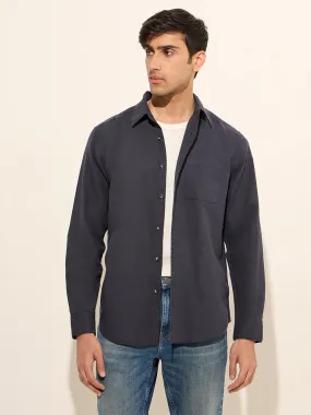 WES Casuals Blue Relaxed-Fit Cotton-Blend Shirt
