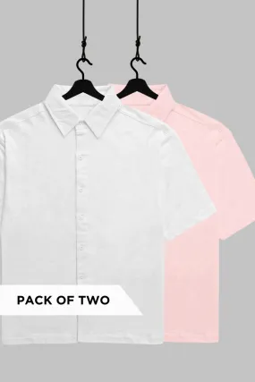 White and Light Pink Oversized Shirts Combo