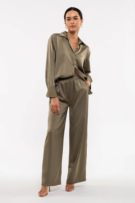 Wide Leg Satin Pants
