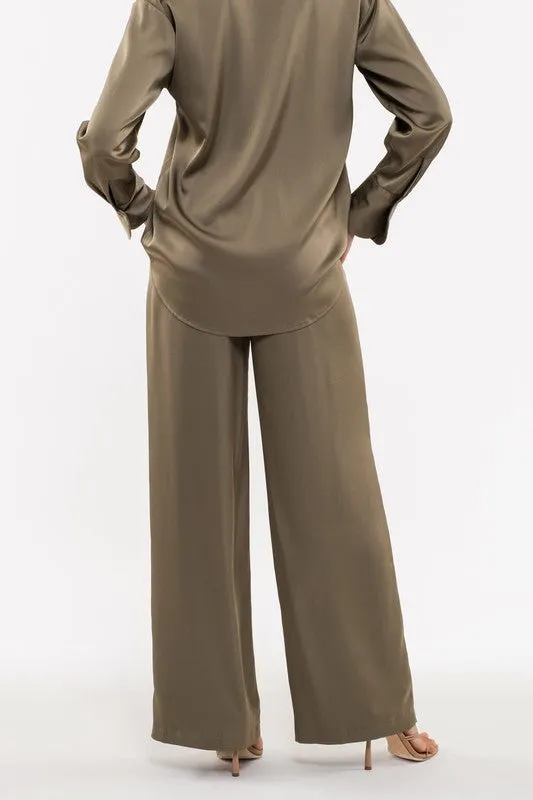 Wide Leg Satin Pants