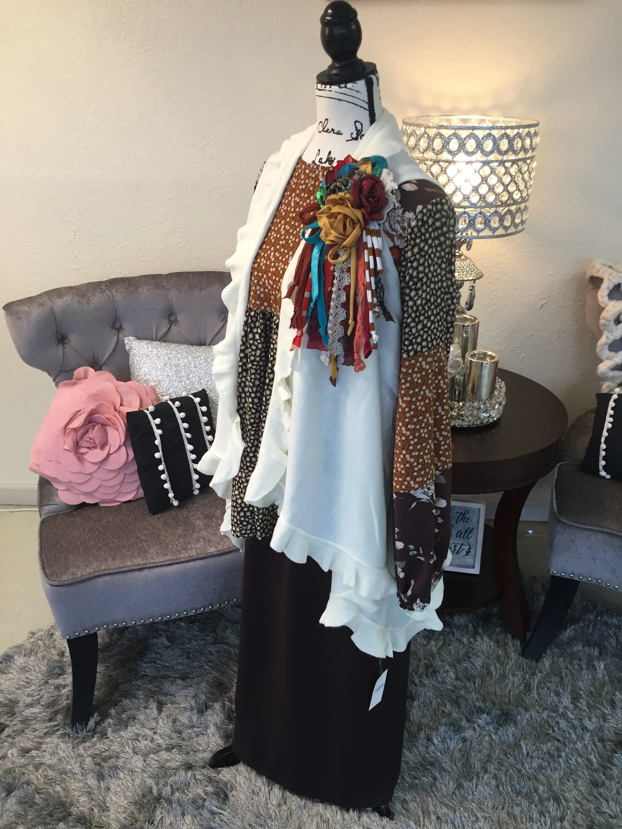Winter White Ruffled Cardigan/Vest (OS)