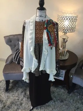 Winter White Ruffled Cardigan/Vest (OS)