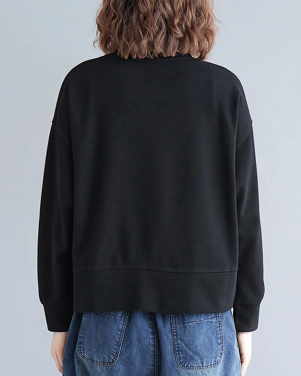 Women's T-Shirt Solid Crewneck Long Sleeve Pocket Zipper Drawstring Oversize Loose Top Fall GA2763