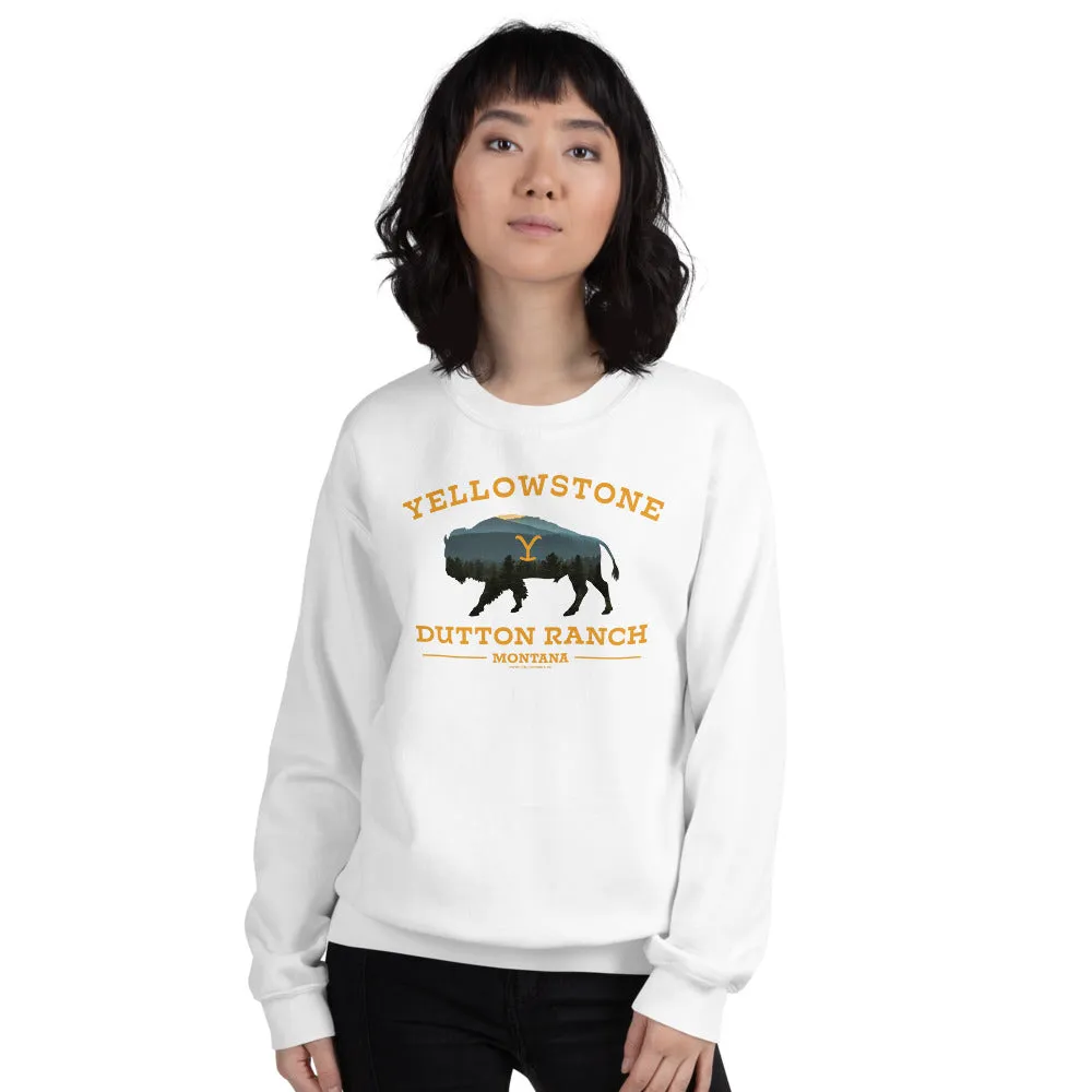 Yellowstone Dutton Ranch Bison Fleece Crewneck Sweatshirt