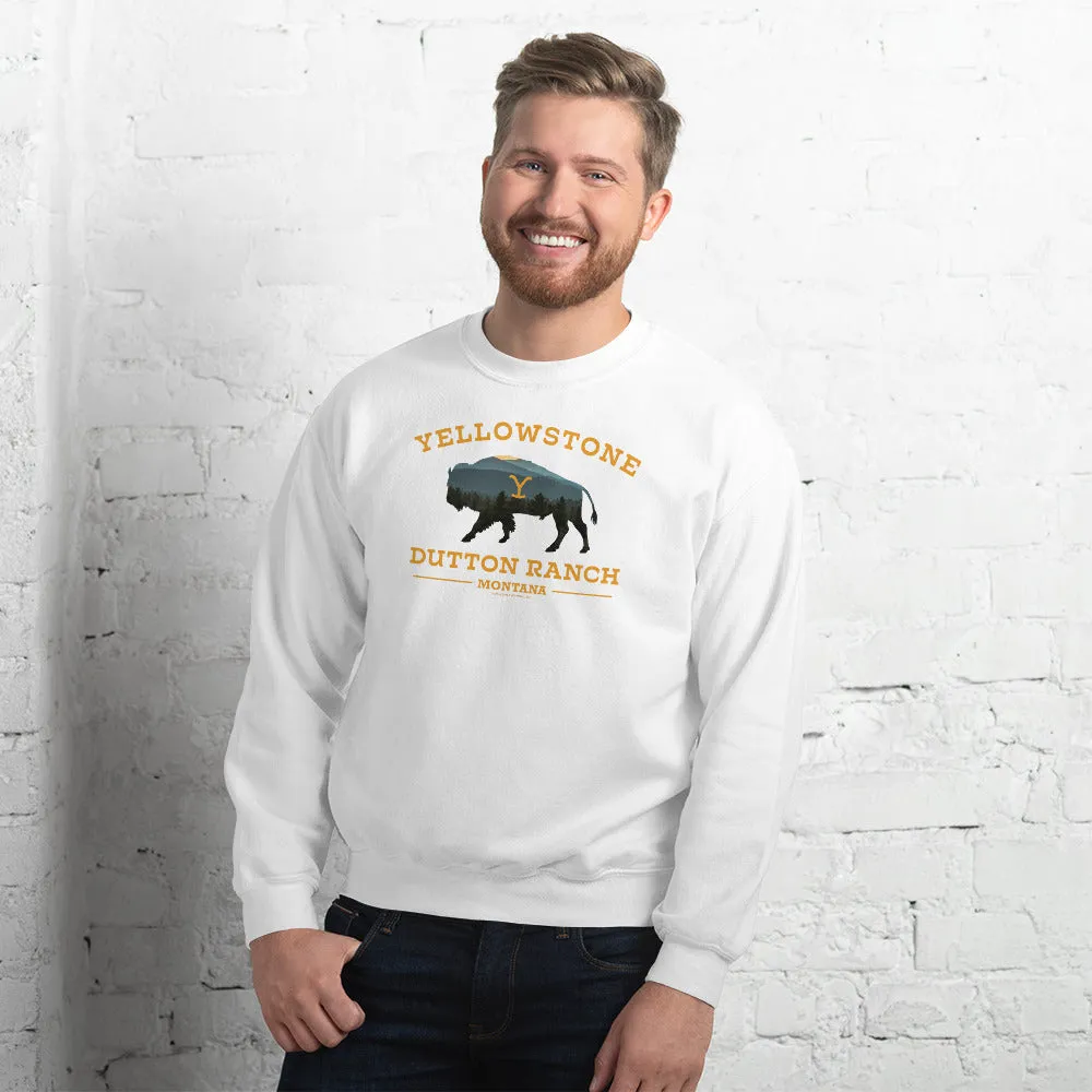 Yellowstone Dutton Ranch Bison Fleece Crewneck Sweatshirt