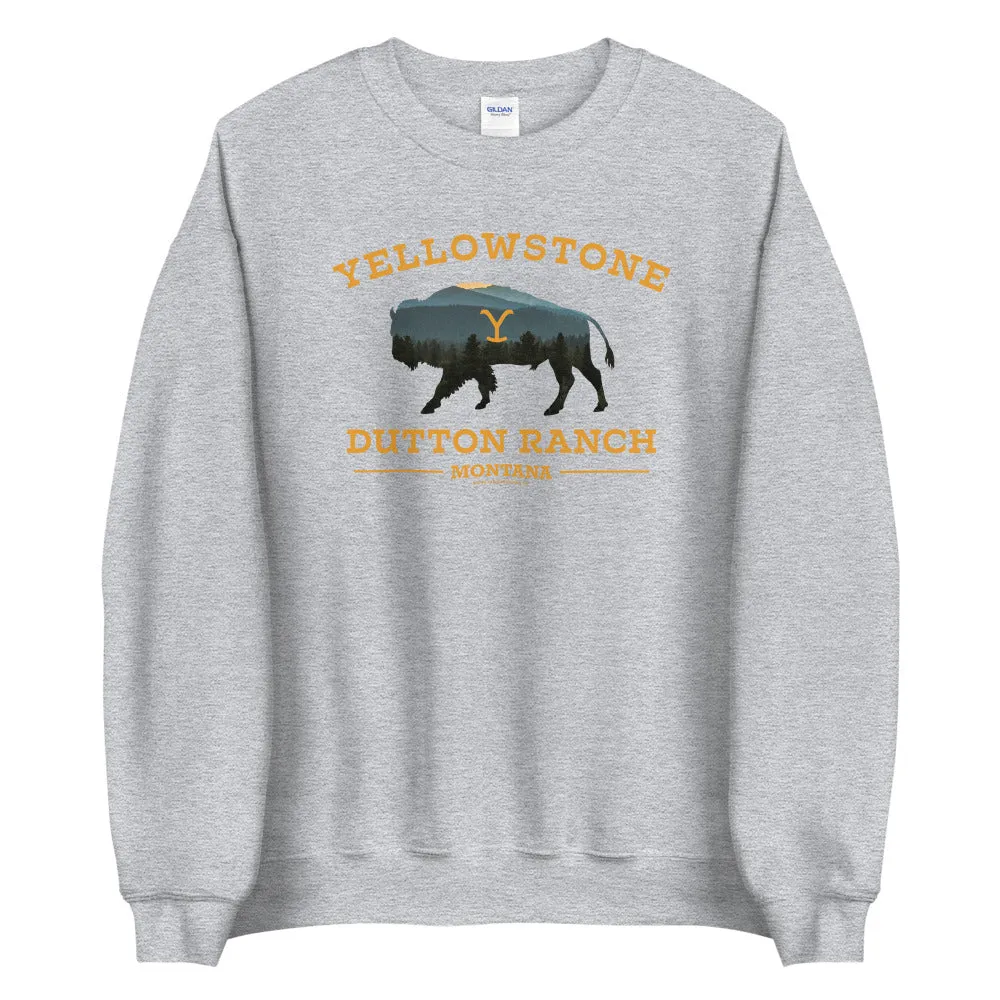Yellowstone Dutton Ranch Bison Fleece Crewneck Sweatshirt